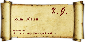 Kolm Júlia névjegykártya